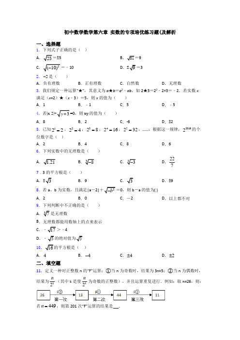 初中数学数学第六章 实数的专项培优练习题(及解析