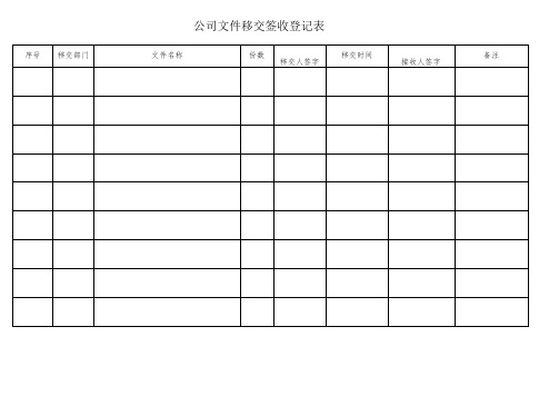 公司文件移交签收登记表(模板)