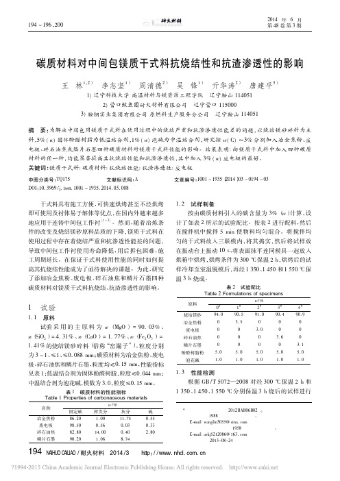 碳质材料对中间包镁质干式料抗烧结性和抗渣渗透性的影响