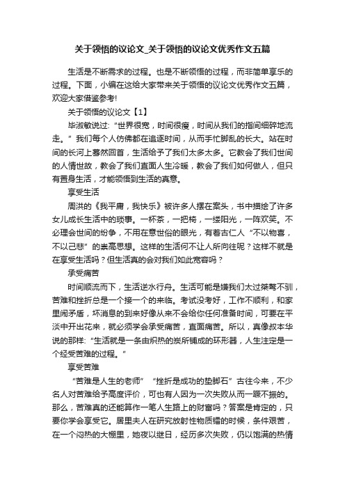 关于领悟的议论文_关于领悟的议论文优秀作文五篇