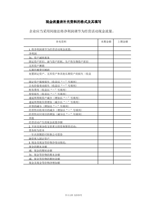 如何正确填写现金流量表补充资料