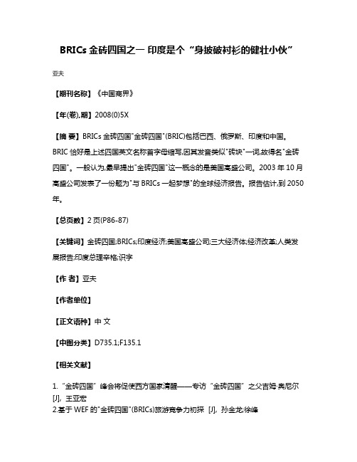 BRICs金砖四国之一 印度是个“身披破衬衫的健壮小伙”