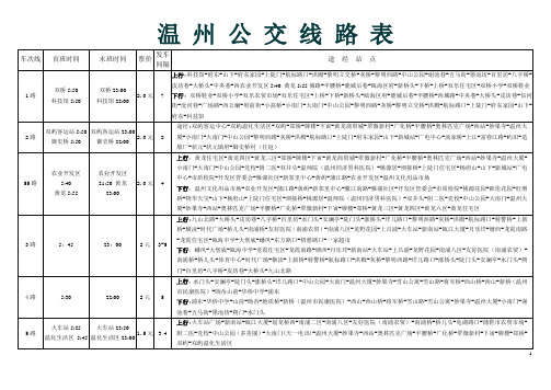 温州公交线路表