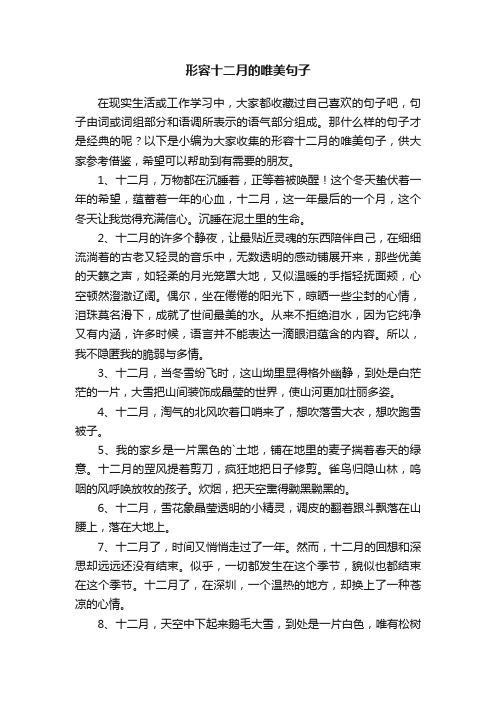 形容十二月的唯美句子