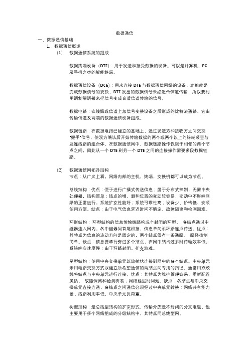 数据通信知识清单提纲