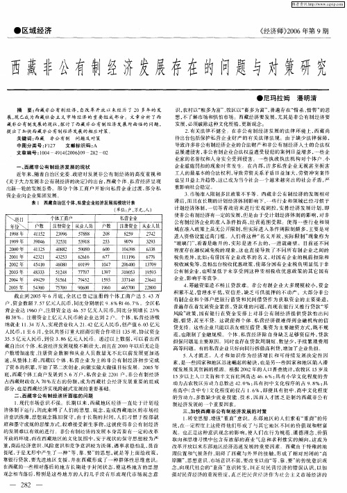 西藏非公有制经济发展存在的问题与对策研究