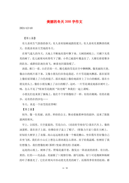 美丽的冬天300字作文