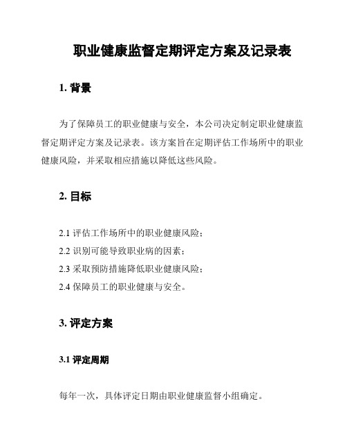 职业健康监督定期评定方案及记录表