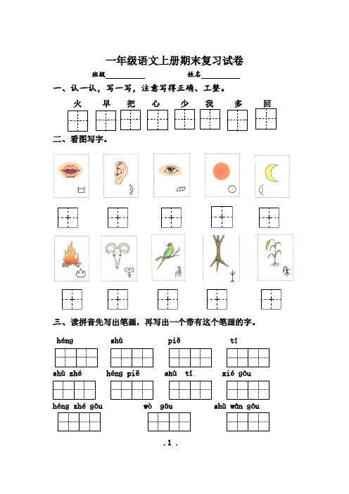 小学一年级语文上册期末试卷(精选5篇)