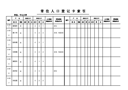 常住人口登记卡索引