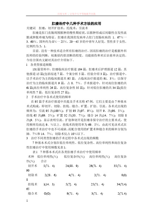 肛瘘治疗中几种手术方法的应用