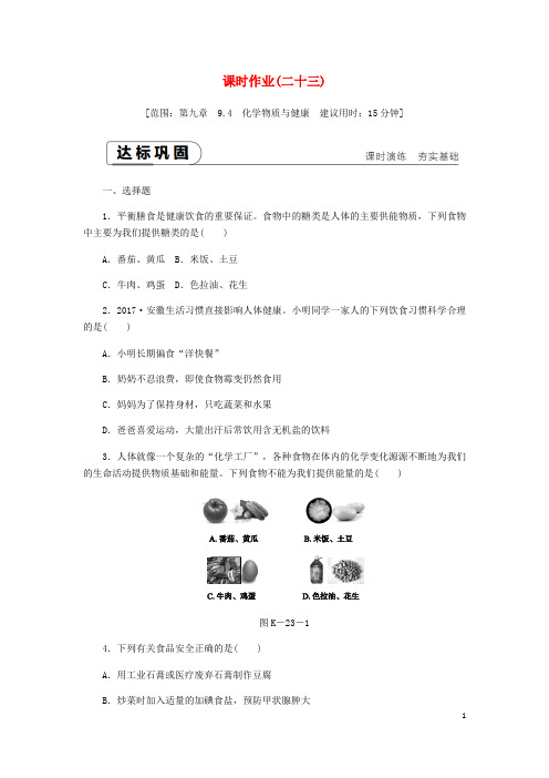 【粤教版】九年级化学下册第九章现代生活与化学9.4化学物质与降课时习题(含答案)