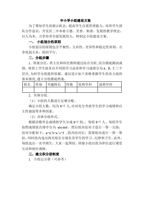 中小学小组建设方案