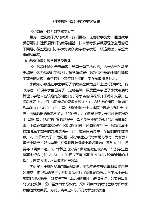 《小数乘小数》数学教学反思