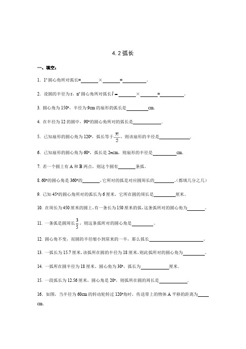 沪教版(上海)六年级上册数学 同步练习  4.2弧长(含答案)