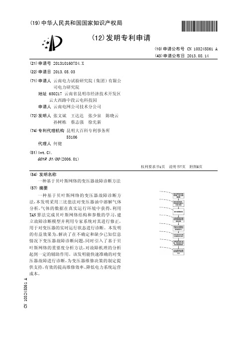 一种基于贝叶斯网络的变压器故障诊断方法[发明专利]