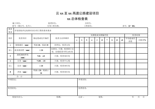 涵洞工程检查表(ZJ601~611)