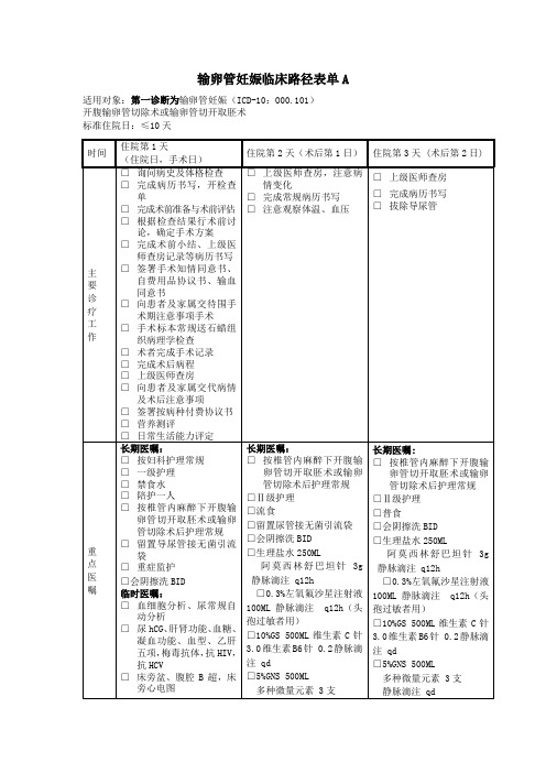 【临床路径】输卵管妊娠手术治疗