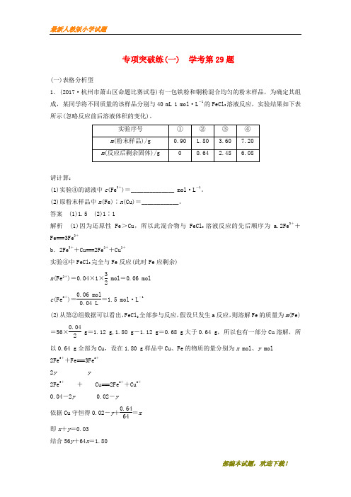 (新人教版)2019版高考化学大一轮复习专题1专项突破练(一)【重点推荐】【精品推荐】