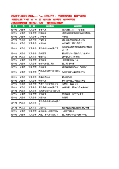 2020新版辽宁省大连市瓦房店市电子科技有限公司工商企业公司商家名录名单黄页联系电话号码地址大全23家