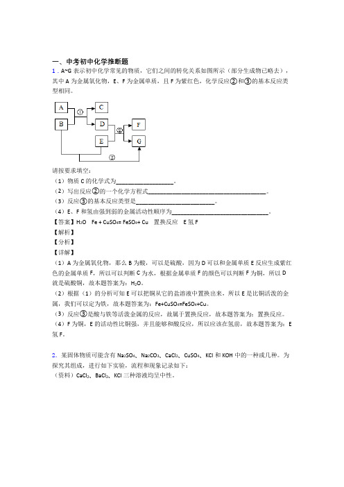 精选中考化学易错题专题复习推断题含详细答案