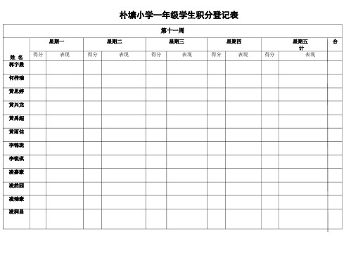 一年级班级积分登记表