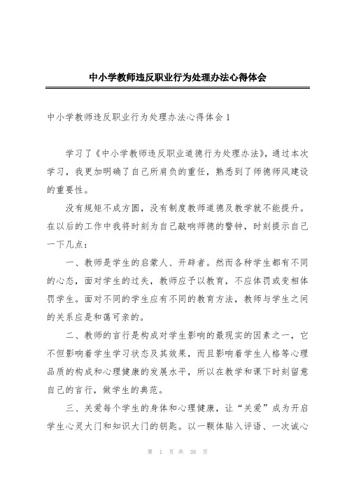 中小学教师违反职业行为处理办法心得体会