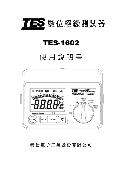 泰仕電子工業 TES-1602 (RS-232) 绝缘电阻测试仪 说明书