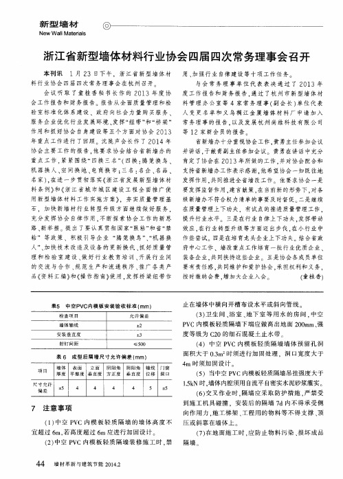 浙江省新型墙体材料行业协会四届四次常务理事会召开