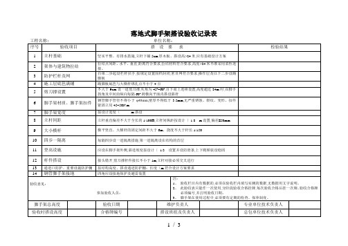 脚手架验收记录表格模板