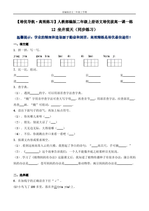 12 坐井观天-人教部编版语文二年级上(含答案)