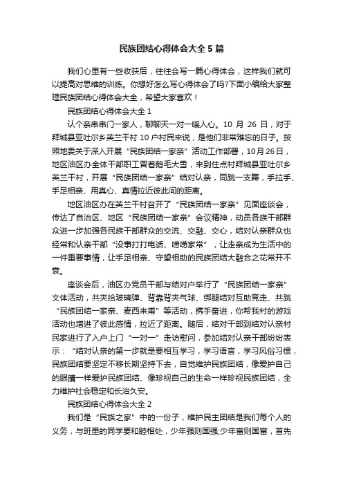 民族团结心得体会大全5篇