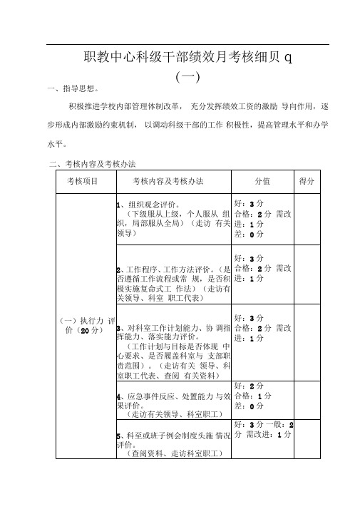 科级干部考核细则最新版