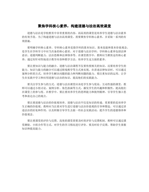 聚焦学科核心素养,构建道德与法治高效课堂