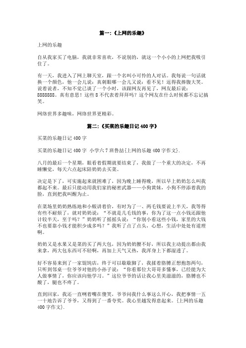 上网的乐趣400字作文