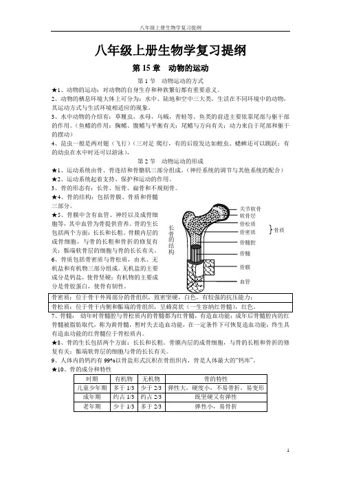 北师大版八年级上册生物学复习提纲