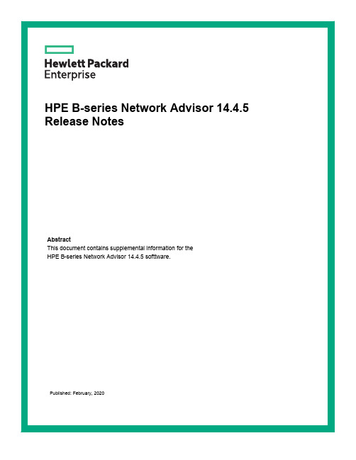 HPE B-series Network Advisor 14.4.5 发布说明说明书