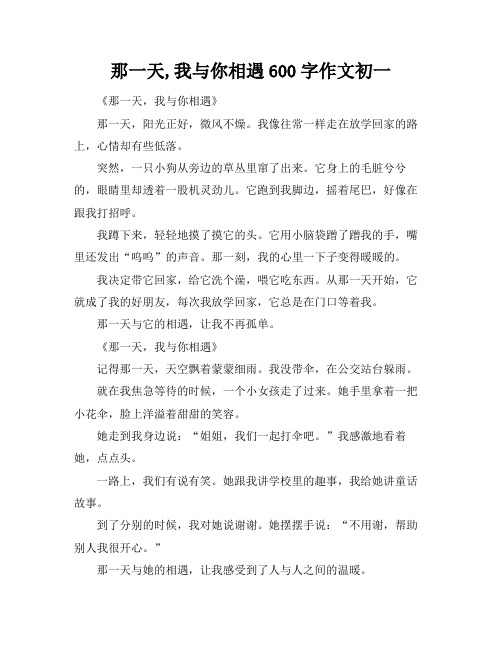 那一天,我与你相遇600字作文初一