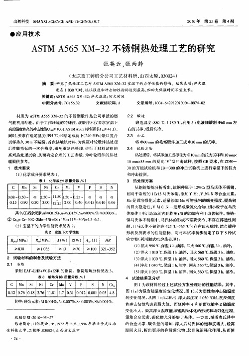 ASTM A565 XM-32不锈钢热处理工艺的研究