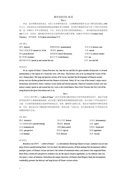 翻译基础训练20篇