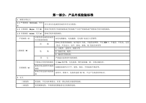 手机生产测试流程及检验标准