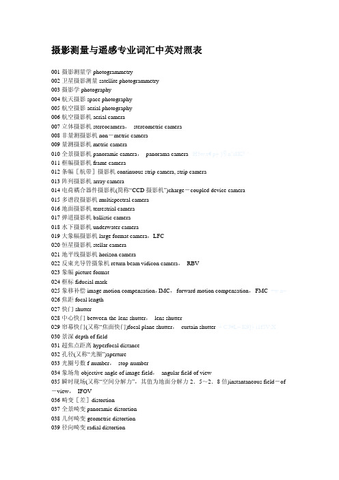 数字摄影测量英汉对照