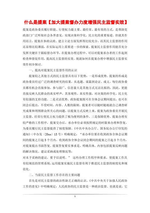 什么是提案【加大提案督办力度增强民主监督实效】