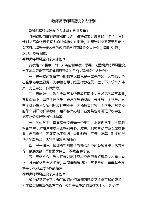 教师师德师风建设个人计划