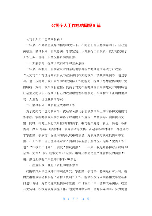 公司个人工作总结周报5篇