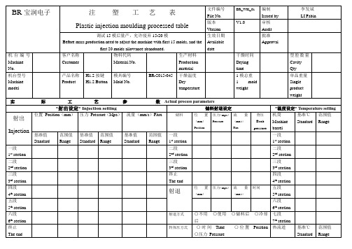 成型工艺表 中英文版