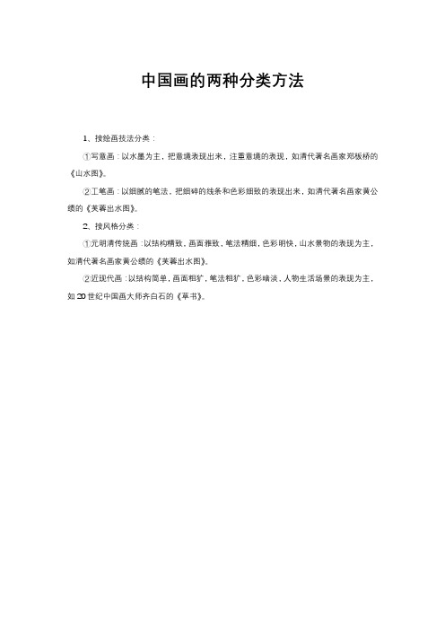 中国画的两种分类方法