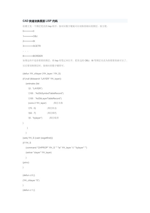 CAD快速切换图层LISP代码