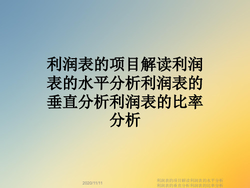 利润表的项目解读利润表的水平分析利润表的垂直分析利润表的比率分析