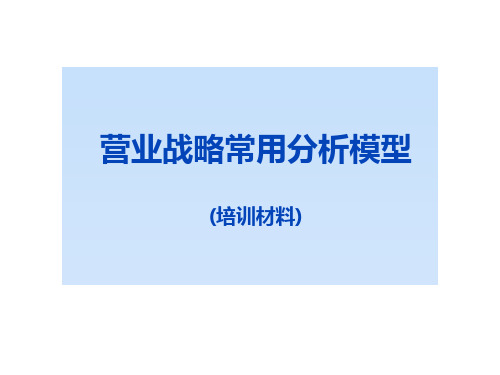 罗兰贝格—咨询工具箱营业战略常用分析模型